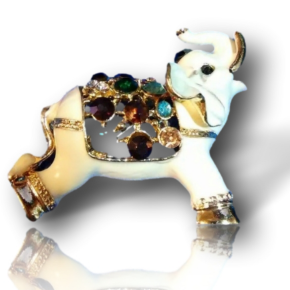 Enamel Elephant Brooch - Picture 2 of 3